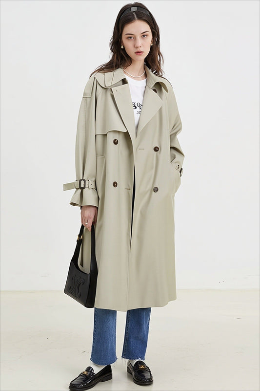 Storm Flap Raglan Sleeve Double Breasted Coat