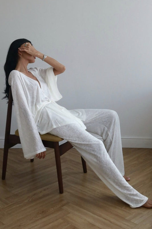 Modal Relaxed Pajama Top Straight Pants Set