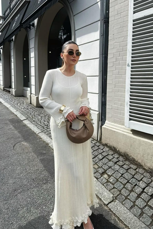 Ruffled Long Sleeve Bodycon Maxi Dress