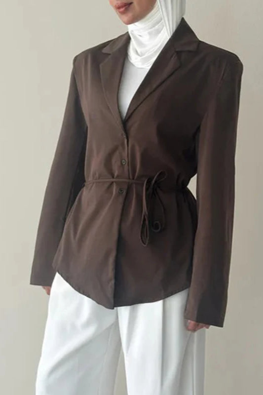 Lace-up Waist Fitted Blazer