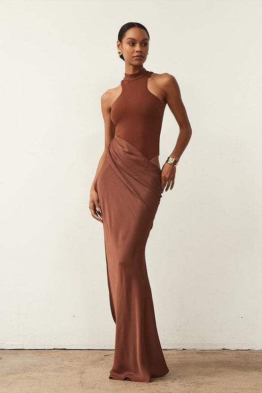 Cutout Sleeveless Slim Fit Maxi Dress