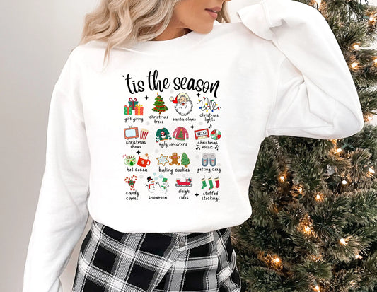 Fashion Girl Tis The Season Retro Cute Element Christmas Hoodie White / S Hoodies-L