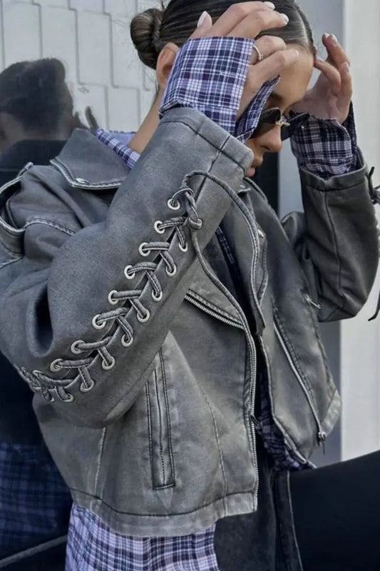 Washed PU Moto Biker Jacket