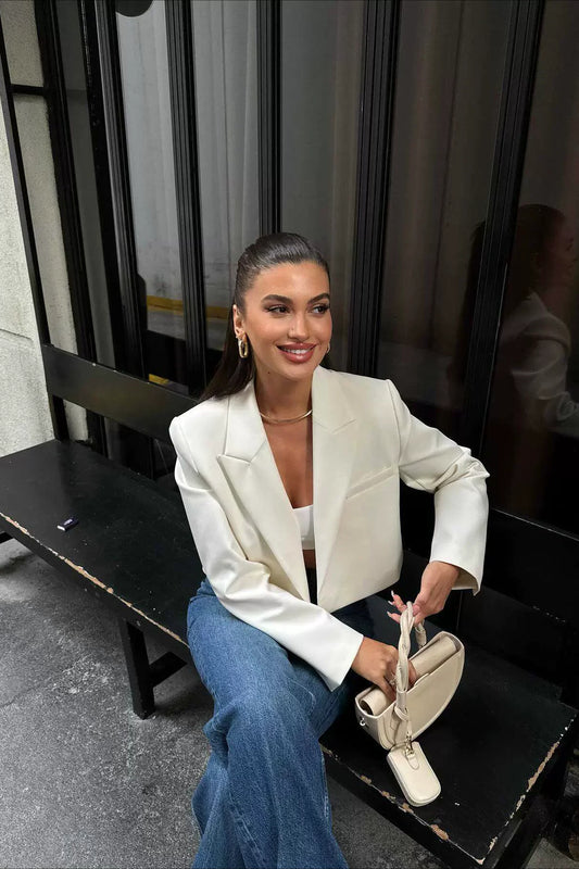 Solid Open Front Short Blazer