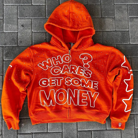 Unisex Goth Print Zip Hoodie