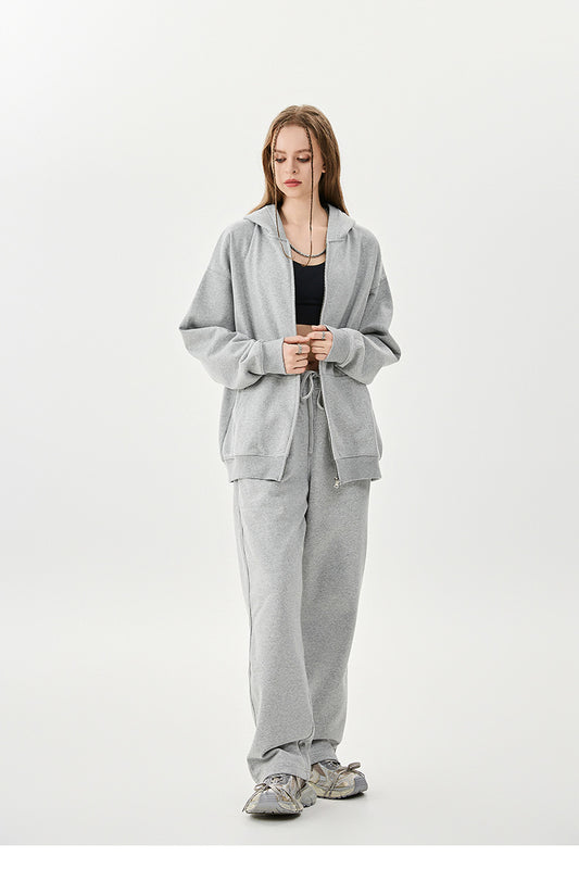 Grey Fleece Zip Up Hoodie