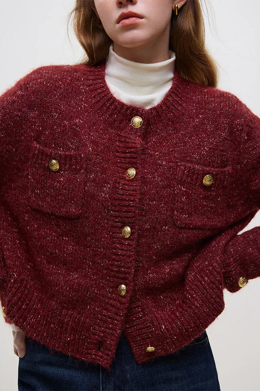 Blend Round Neck Knit Cardigan