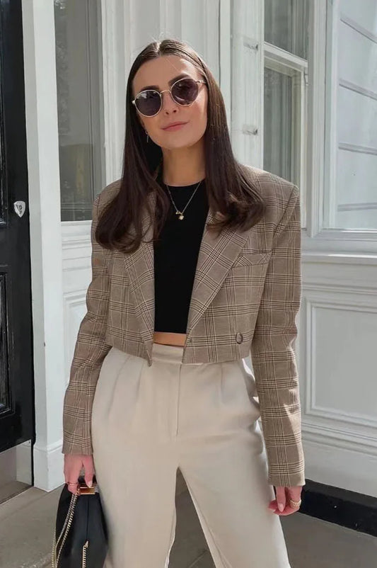 Plaid Short Casual Blazer