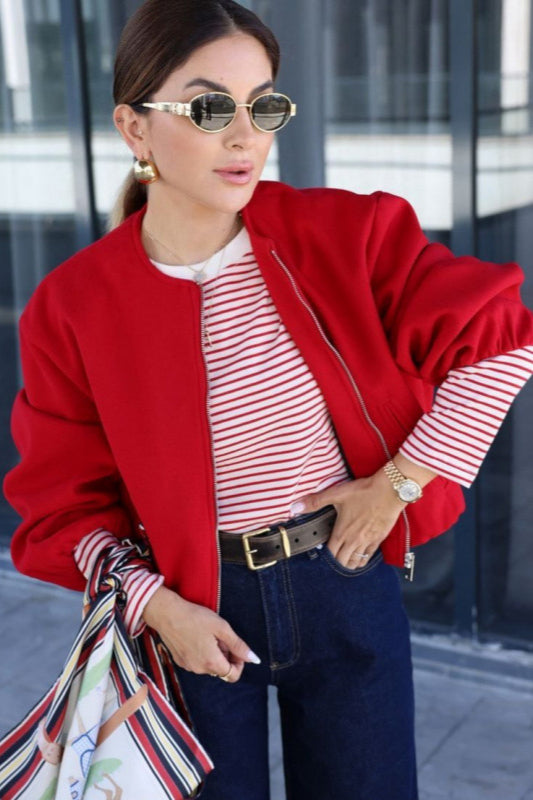 Cropped Sports Bomber Jacket