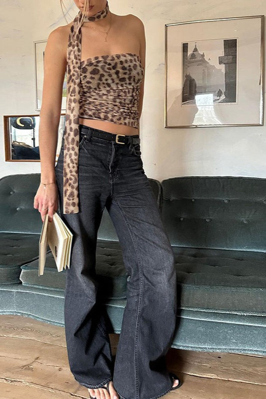 Leopard Print Tube Crop Top