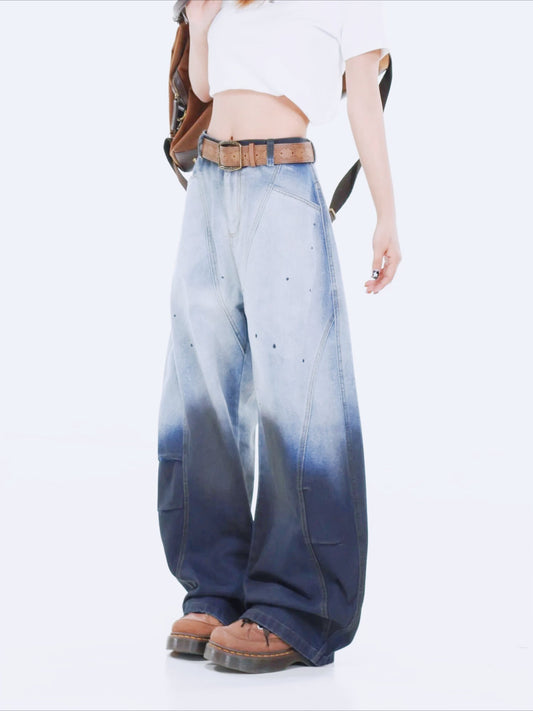 Patchwork Gothic Tall Waist Denim Pant Blue / S