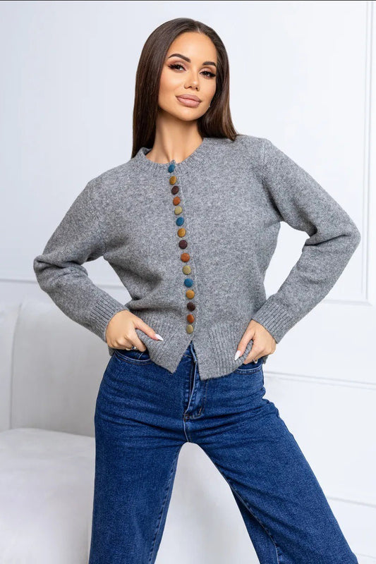Color Button Knit Cardigan Sweater