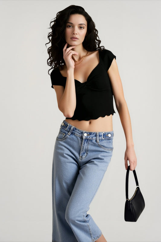 Romantic Ruffle V Neck T-shirts