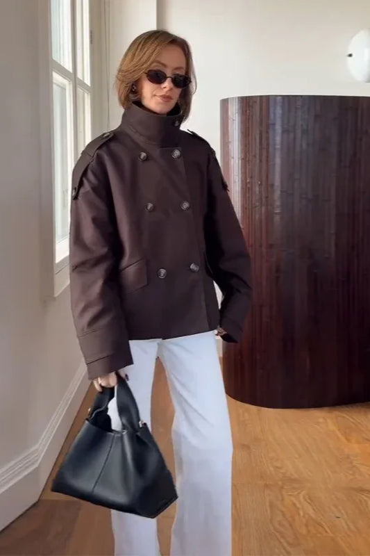 Stand Collar Loose Fit Casual Jacket