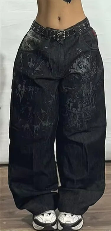 Y2K Gothic Popular Straight Pant black / M