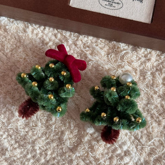 Handmade Pipe Cleaner Christmas Tree Retro Hair Accessory