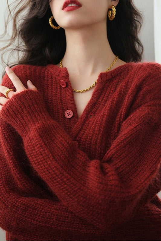 Vintage Relaxed Short Christmas Cardigan