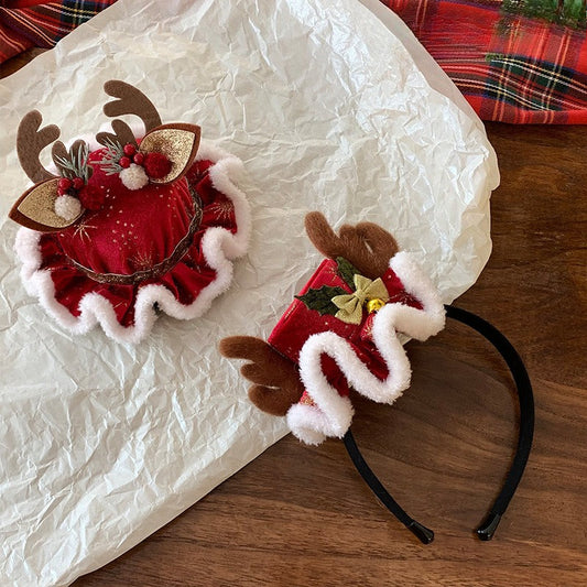 Christmas Plush Antler Cute Photo Festive Hair Accessory
