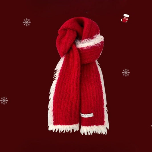 Red Chunky Knit Christmas Scarf