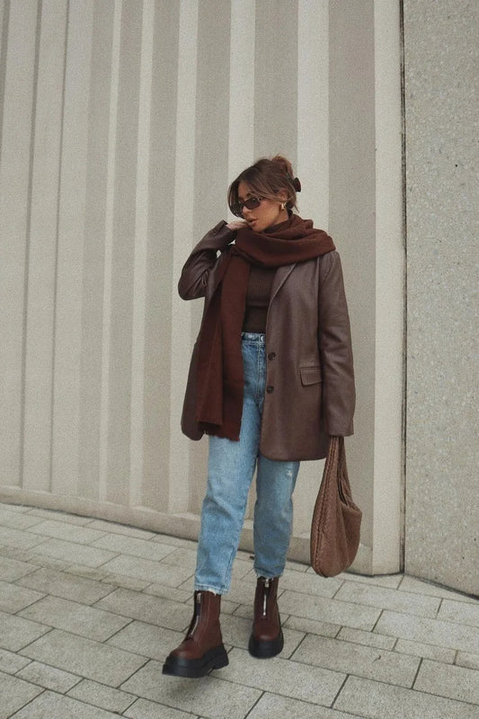 Single-Breasted PU Blazer