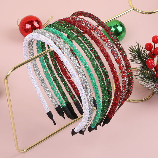 Christmas Rhinestone Glitter Red Green Party Hair Accessory