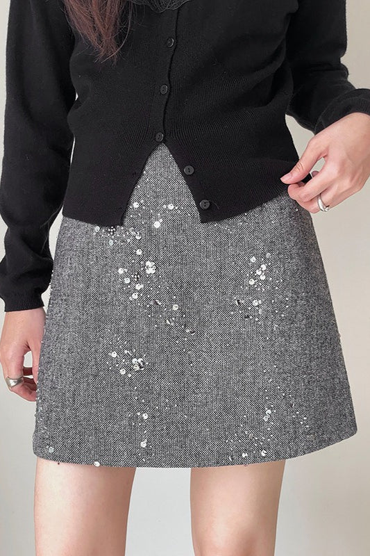 Crystal Bead Embellished Christmas Skirt