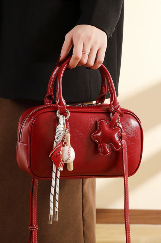 Red Charm Minimalist Retro Handbag Sleek Commuter Bag