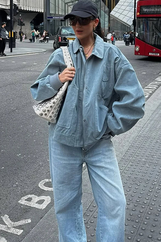 Suede Lantern Sleeve Loose Jacket