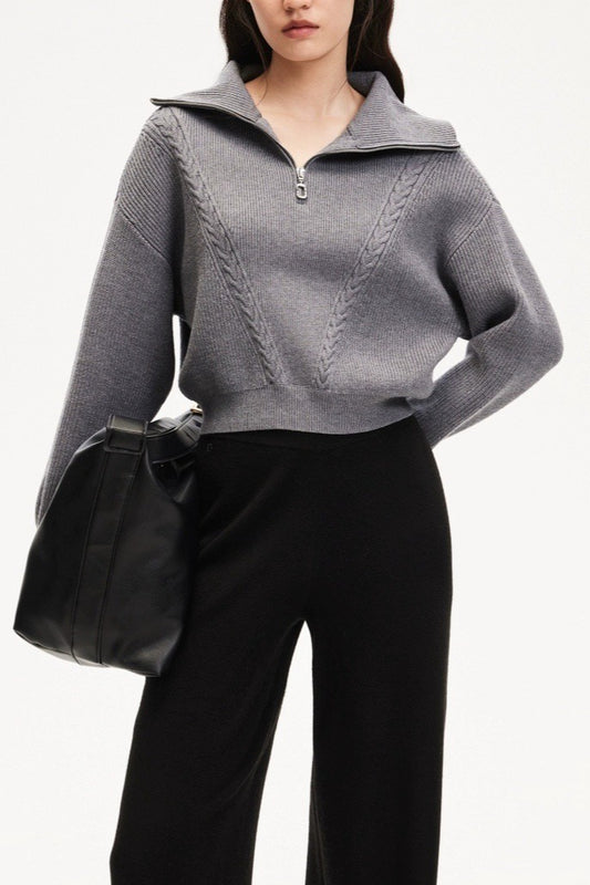 Short Cable Knit Pullover Sweater