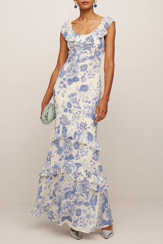 Elegant Ruffle Floral Dress