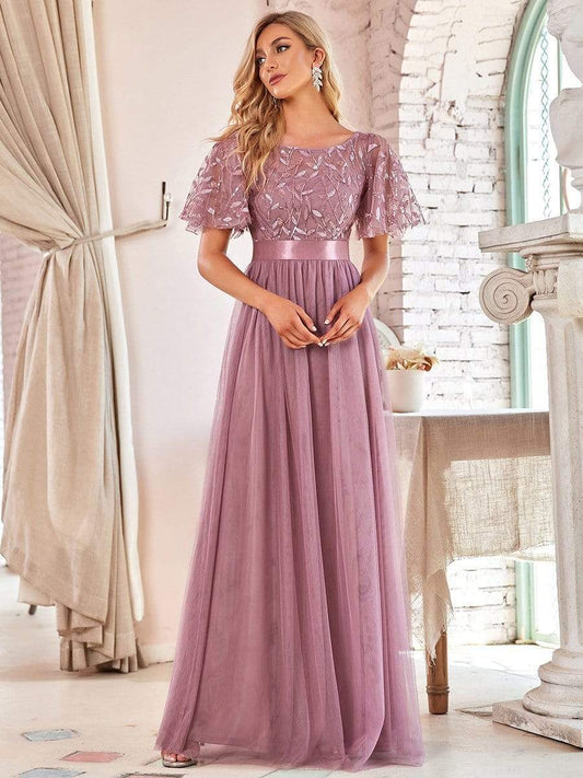 Stretch Waist Patchwork round Neck Party Big a Swing Evening Dress for