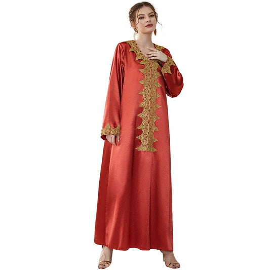 Dress Embroidered Lace Solid Color Robe