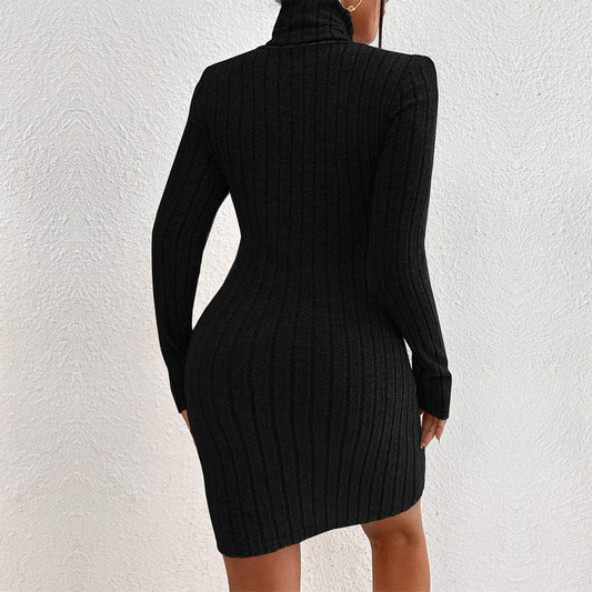 Cutout Sheath Mini Dress Sunken Stripe Long Sleeve Dress