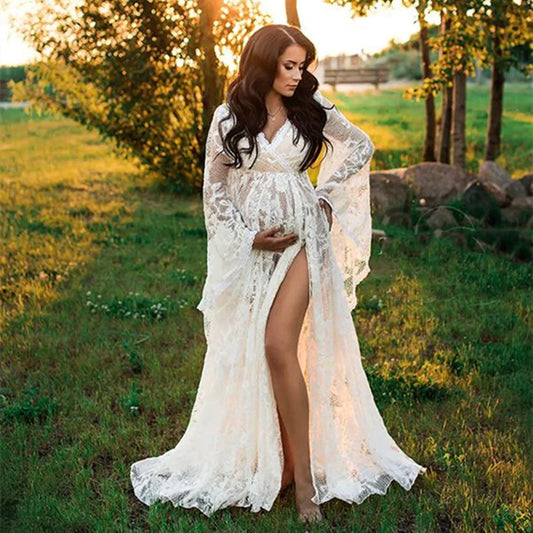 FashionSierra - 2025 Pregnant Women Costume Maternity Photography Boho Dress