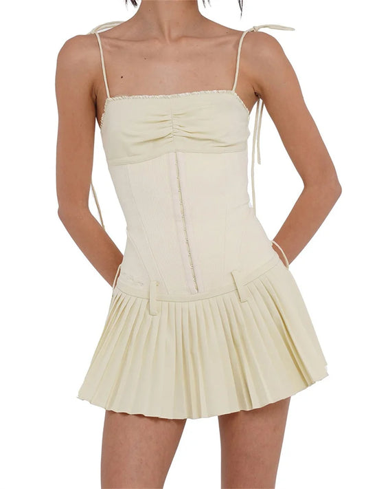 FashionSierra - 2025 Sleeveless Tie-up Strap Mini Dress