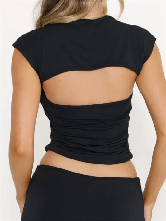 FashionSierra - 2025 Strapless Off Shoulder Tube Solid Color Sleeveless Slim Fit Cropped Mini Vest Streetwear Tank Crop Tops