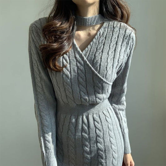 Chic Personality All Match Round Neck Hemp Pattern Front Back Wearable Design Sneaky Design Split Sweater