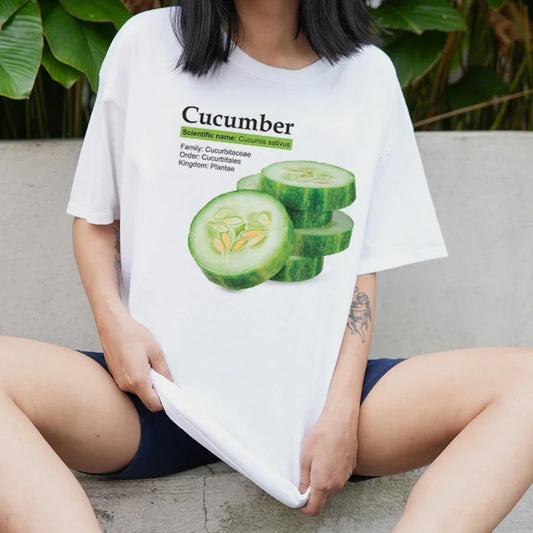 Cucumber Retro Vegetable Graphic T-shirt WHITE / S t-shirt-250223