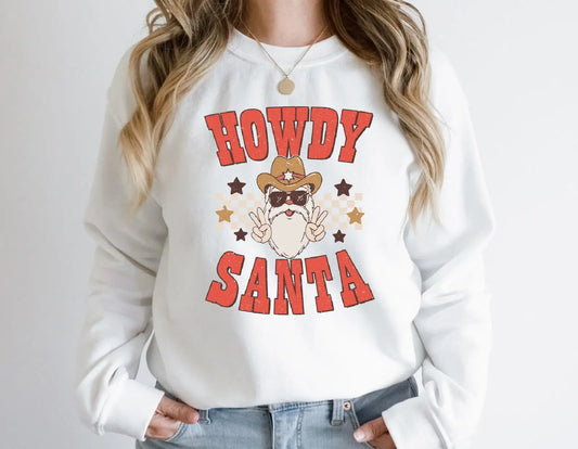 Cute Howdy Santa Fashion Vintage Party Girl Christmas Hoodie White / S Hoodies-L