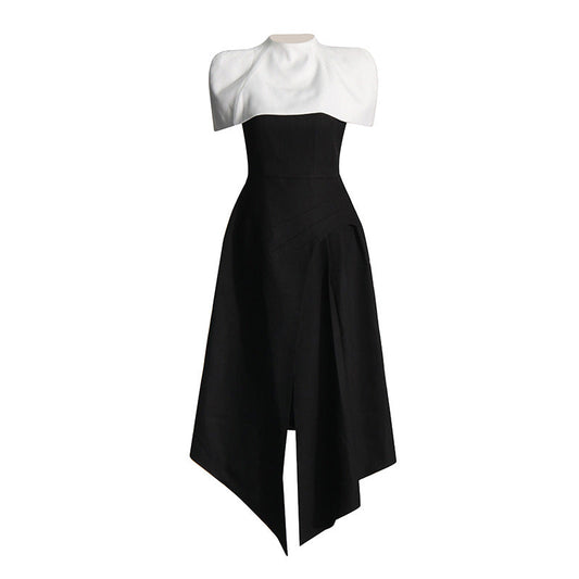 Elegant Vietnam Special Interest Design Detachable Pullover Patchwork Cami Dress Slit