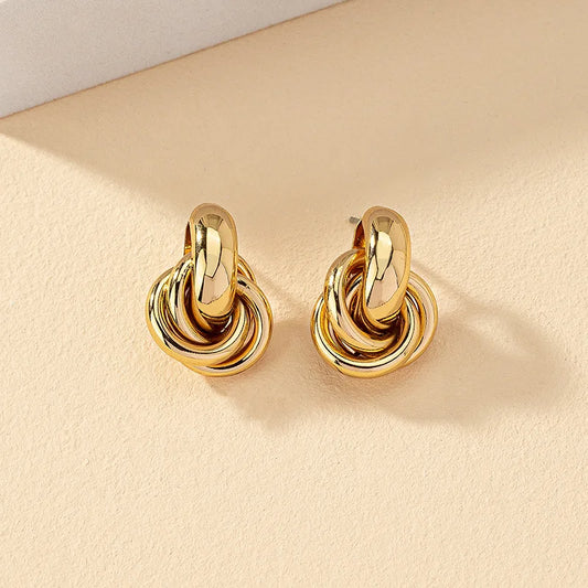Gold Silver Knot Shiny Plating Trendy Cute Daily Wear Jewelry Earring