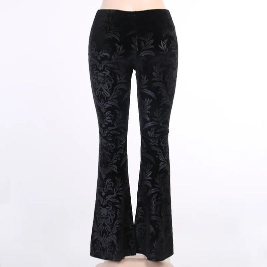 Retro Print Black Halloween Pants