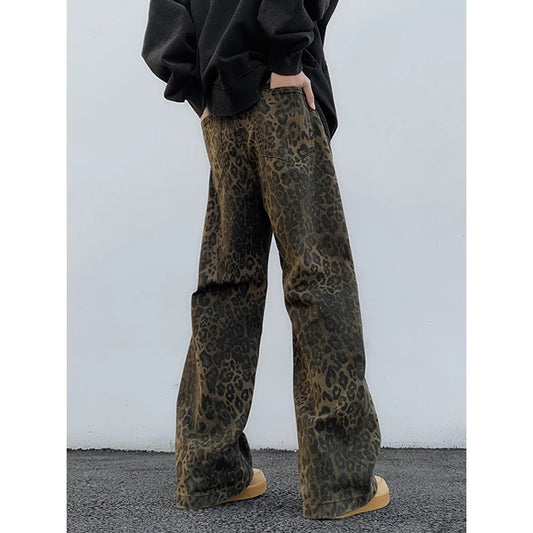 FashionSierra - Leopard Print Oversized Wide Streetwear Vintage Loose Baggy Designer Trouser