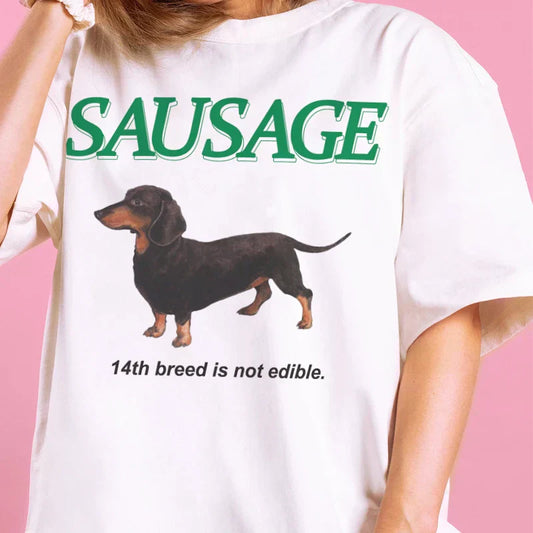 Kawaii Sausage Dog Funny T-shirt WHITE / S t-shirt-250223