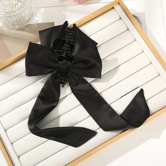 Black Festival Fashion French Ribbon Party Christmas Hair Accessory Black Accessories-L