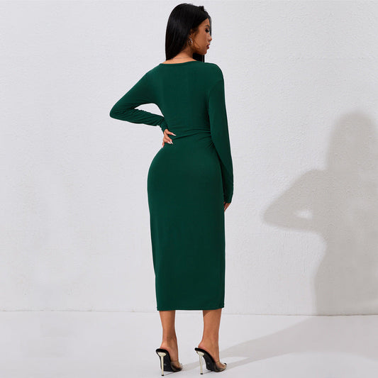 High Cold Elegant Dress High Sense Anti Aging Lace up Midi Dress