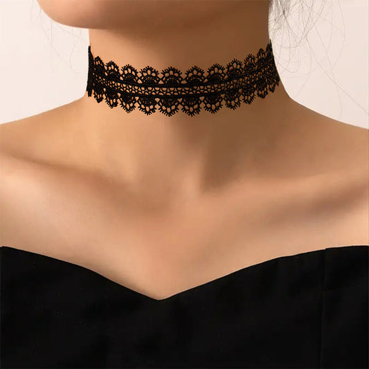 2025 Gothic Choker Black Lace Punk Lolita Sweet Cool Necklace