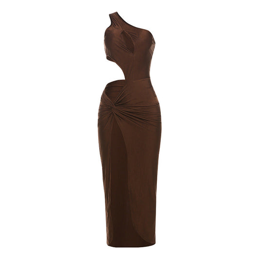 Personalized Shoulder Hollow Out Cutout High Slit Elegant Slim Fit