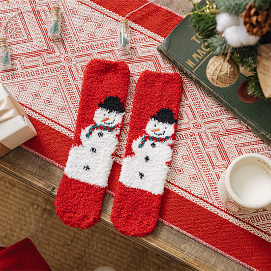 Soft Coral Fleece Warm Ball Pack Christmas Socks