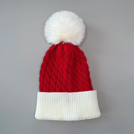 Cable Knit Bell Christmas Hat